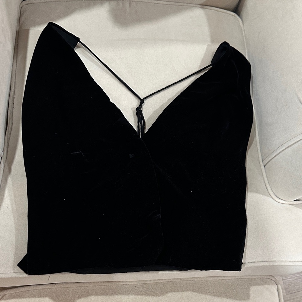 Zara Black Velour Vest Top